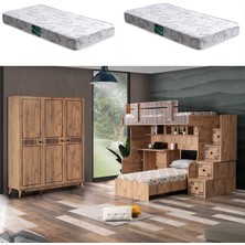 Setay Natural Ranza Karyola Çalışma Masası, 3 Kapaklı Dolap + 2 Adet Comfort Yatak