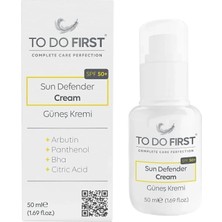 TO DO FIRST Sun Defender Cream Spf 50 Yüksek Koruma Etkili Doğal Leke  Karşıtı Güneş Kremi