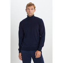 ALTINYILDIZ CLASSICS Erkek Lacivert Tüylenme Yapmayan Anti Pilling Özellikli Standart Fit Tam Balıkçı Yaka Triko Kazak