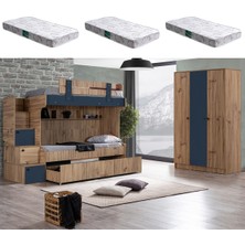 Setay Riva Yavrulu Ranza, 3 Kapaklı Dolap + 3 Adet Comfort Yatak