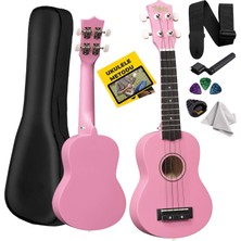 Midex UKX-901PK Pembe Soprano Ukulele (Askı Çanta Metod Pena)