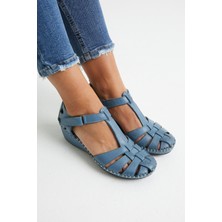 Venüs Kadın Comfort Deri Sandalet Mavi 18791382