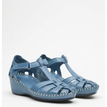 Venüs Kadın Comfort Deri Sandalet Mavi 18791382