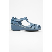 Venüs Kadın Comfort Deri Sandalet Mavi 18791382
