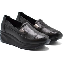 Venüs Kadın Dolgu Topuk Deri Sneakers Siyah 2310302Y