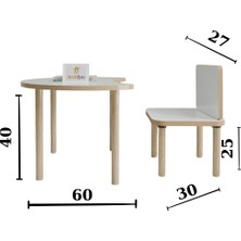 Ahşap Okulu Oyun Aktivite Masası - Etkinlik Masası - Çocuk Ders Çalışma Masası-  Hilal  Masa ve Dikdörtgen Sandalye