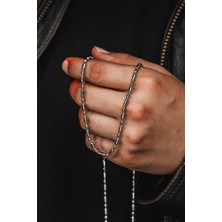 Osmanlı Gümüş Ince Model Bambu Paslanmaz Çelik Erkek Kadın Kolye Zincir