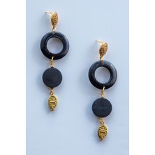 Lila Rosa Etnik Otantik Ahşap Sallantılı Küpe