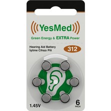 Yesmed Extra Power 312 Numara Işitme Cihazı Pili (5 Paket x 6 Adet = 30 Adet Pil)