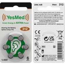 Yesmed Extra Power 312 Numara Işitme Cihazı Pili (5 Paket x 6 Adet = 30 Adet Pil)