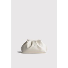 Krem Kadın Saten Clutch Abiye Çanta