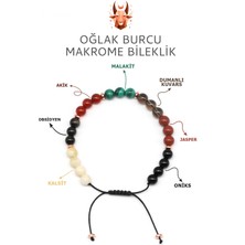 Oğlak Burcu Taşlarından Oluşan Doğal Taş Makrome Bileklik 6 mm Küre Kesim - Burç Bilekliği