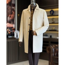 Italyan Stil Mevsimlik Erkek Trençkot Mont Bej T7986