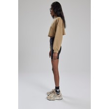 Alejandro Sütlü Kahve Crop Sweatshirt