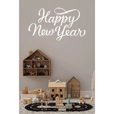 Narnuga Happy new year temalı vitrin cam sticker beyaz model 3 90 x 50  cm