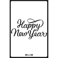 Narnuga Happy new year temalı vitrin cam sticker beyaz model 3 90 x 50  cm