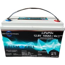 Prismacell Lifepo4 Akü 105AH 12.8 Volt Turbo Fast Chargıng Karavan, Marin, Solar Yaşam Aküsü