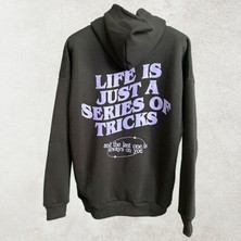 Life Is Just A Series Of Tricks Siyah Kapüşonlu Sweatshirt Kalın Kumaş