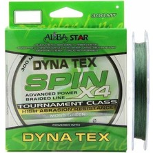 Albastar Dyna Tex Spin 4x 0.35 mm 300M 4 Örgü Ip Misina Yeşil 22.70 kg Çeker