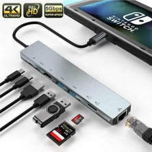 Sonex USB Type-C Hub Dönüştürücü Çevirici Çoklayıcı USB Hdmı Micro Sd 8 Girişli