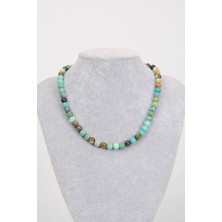 Safnaturel Krizokol Doğal Taş 8 mm Dizi Kolye