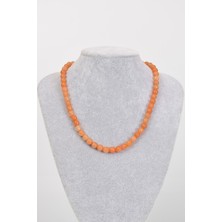 Safnaturel Turuncu Aventurin Doğal Taş 8 mm Dizi Kolye