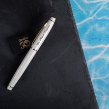 Kişiye Özel Scrikss 35 Dolma Kalem Beyaz Altın Lüks Kutulu