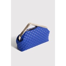 Berlesi Mavi Kapitone Clutch Portföy Çanta