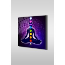 Glaszen 7 Çakra Meditasyon Dekoratif Kare Cam Tablo