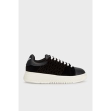 Emporio Armani Kadife Logolu Kalın Tabanlı Sneaker Ayakkabı Bayan Ayakkabı X3X024 XR228 00002