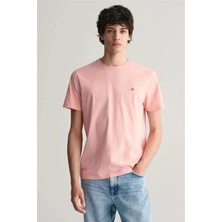 Gant Erkek Pembe Regular Fit Bisiklet Yaka Logolu T-Shirt
