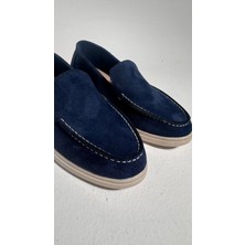 Eataly Shoes Loya Lacivert Süet Düz Kadın Babet