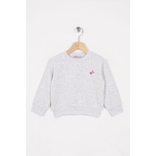 Zepkids Bisiklet Yaka Uzun Kol Kalp Nakışlı Şardonlu Kız Çocuk Karmelanj Renk Sweatshirt