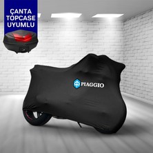 Ultra Shop Pıaggıo Mp3 400 Uyumlu Motosiklet Branda Topcase Çanta Uyum Logolu Kumaş Penye Siyah Motor Branda