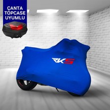 Ultra Shop Rks Cafe 152 Motosiklet Branda Topcase Çanta Uyum Logolu Kumaş Penye Mavi Motor Branda