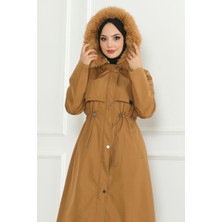 Moda Mihram Gizli Fermuarlı Kapşonlu Mont Gri 19211