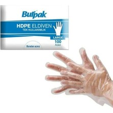 Burpak Hdpe İş Temizlik Tek Kullanımlık Şeffaf Eldiven Büyük Boy 100 Adetlik 30 Paket