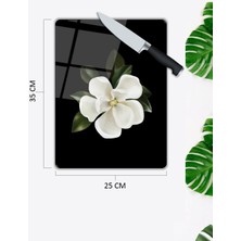 Selmera Global Beyaz Orkide Desen Cam Kesme Tablası
