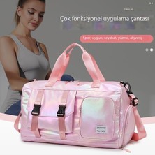 Content dolls Renkli Sedefli Spor Çantası Büyük Kapasiteli Spor Yüzme Eğitim Çantası Kuru ve Islak Ayırma Taşınabilir Seyahat Çantası (Yurt Dışından)