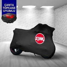 Ultra Shop Sym Symphony St 200I Uyumlu Motosiklet Branda Topcase Çanta Uyum Logolu Kumaş Penye Siyah Motor Branda