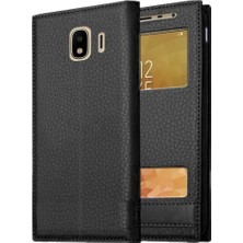 Samsung Galaxy J4 J400 Uyumlu Pencereli Kapaklı Magnum Kılıf