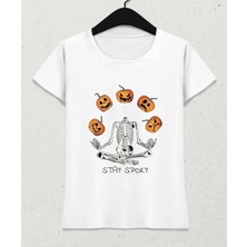 Hena Halloween: Stay Spooky Kadın Tişört Beyaz
