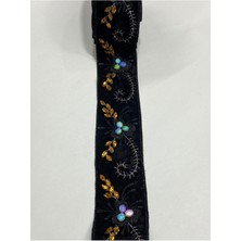 Karan Tuhafiye Kadife Bordür / Kadife Simli Taşlı Şerit / 4 Metre