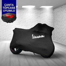 Ultra Shop Vespa Gts 150 Motosiklet Branda Topcase Çanta Uyum Logolu Kumaş Penye Siyah Motor Branda