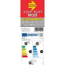 Momo 215/45 R17 91Y XL M30 Toprun Oto Yaz Lastiği ( Üretim Yılı: 2024 )
