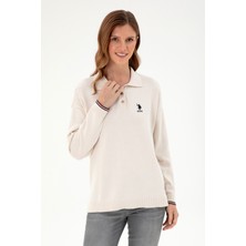 U.S. Polo Assn. Kadın Krem Polo Yaka Kazak 50297091-VR071