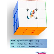 Galery Wood Rocketboy 3x3 Profesyonel Manyetik Mıknatıslı Rubik Küp Akıl Küpü Zeka Küpü Speedcube Eğitici