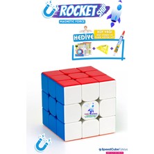 Galery Wood Rocketship 3x3 Profesyonel Manyetik Mıknatıslı Rubik Küp Akıl Küpü Zeka Küpü Speedcube Eğitici