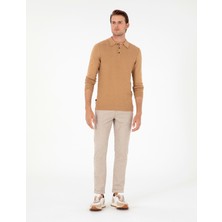 Pierre Cardin Erkek Bej Slim Fit Bağcıklı Kanvas Pantolon 50296178-VR011