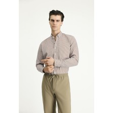 Uzun Kol Slim Fit Dar Kesim Baskılı Pamuk Gömlek
